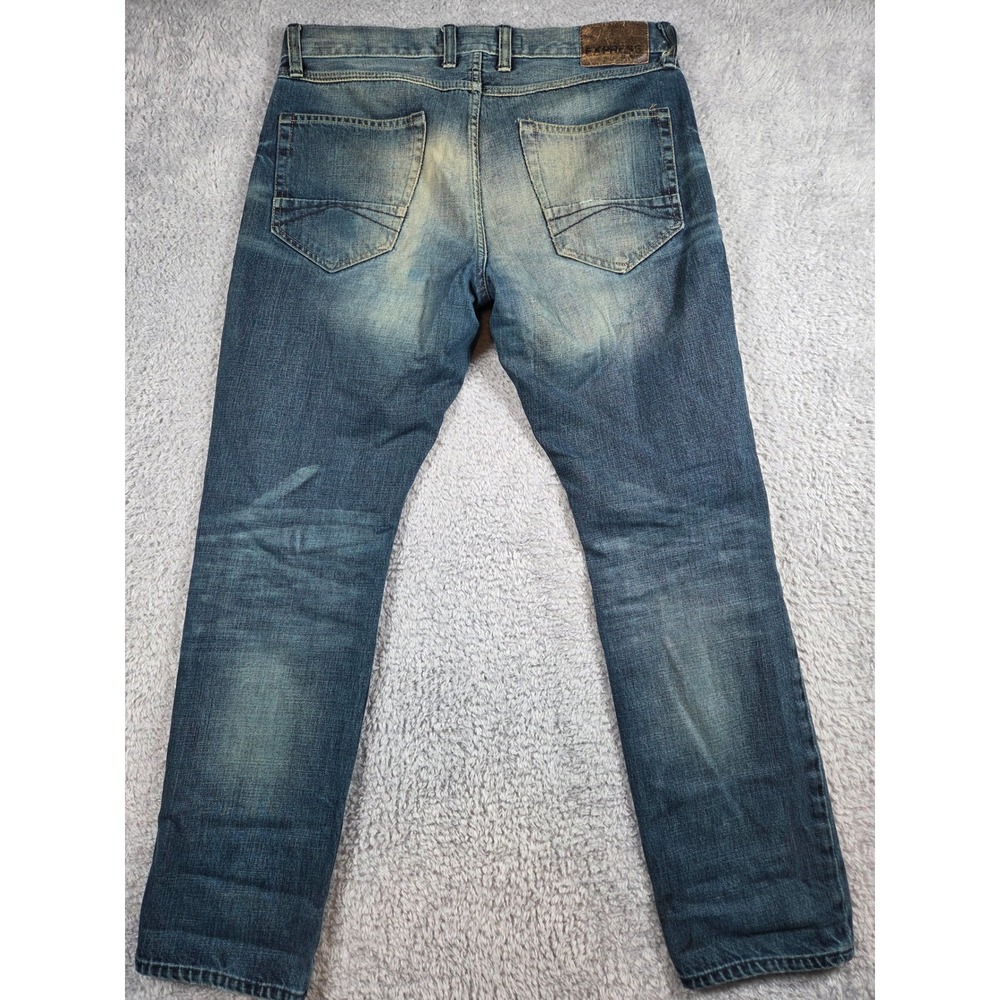 Express Jeans Kingston Tapered Leg 32x30 Blue Mens Classic Fit Distressed Denim - Picture 3 of 11